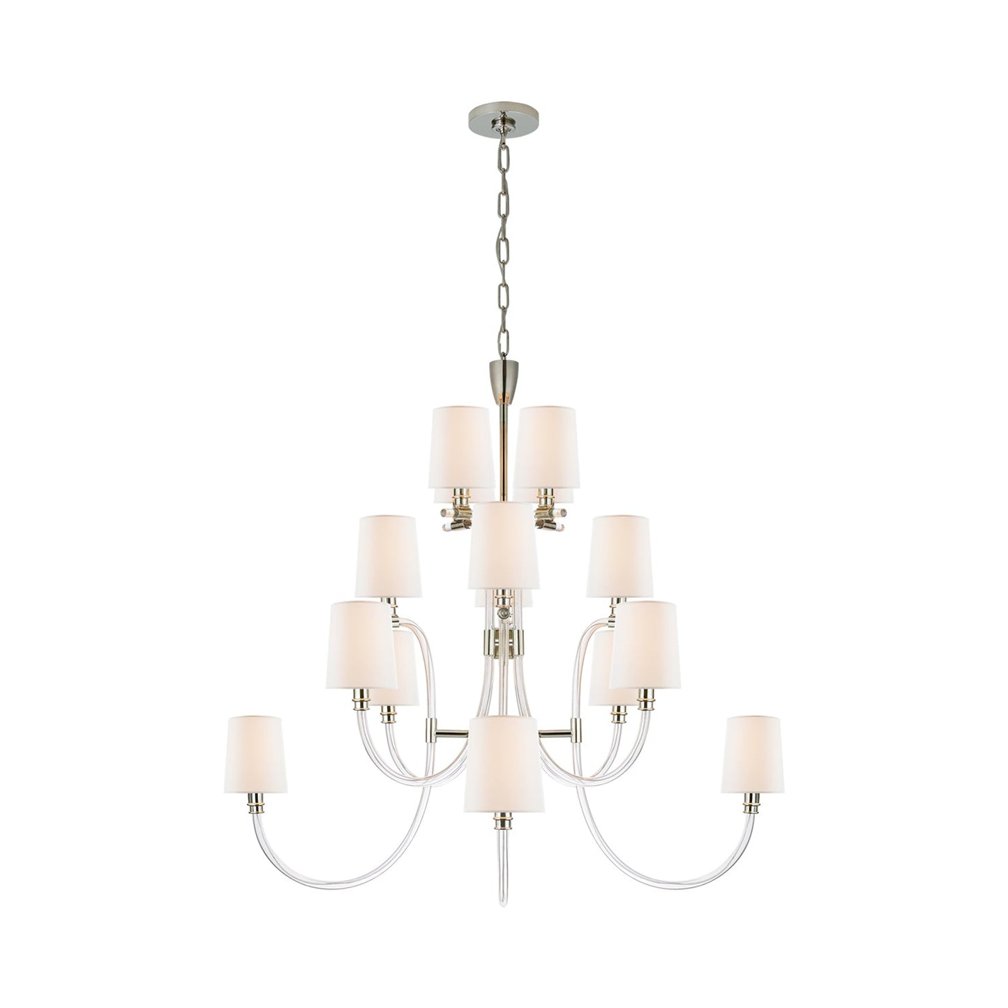 Clarice Chandelier in Polished Nickel.