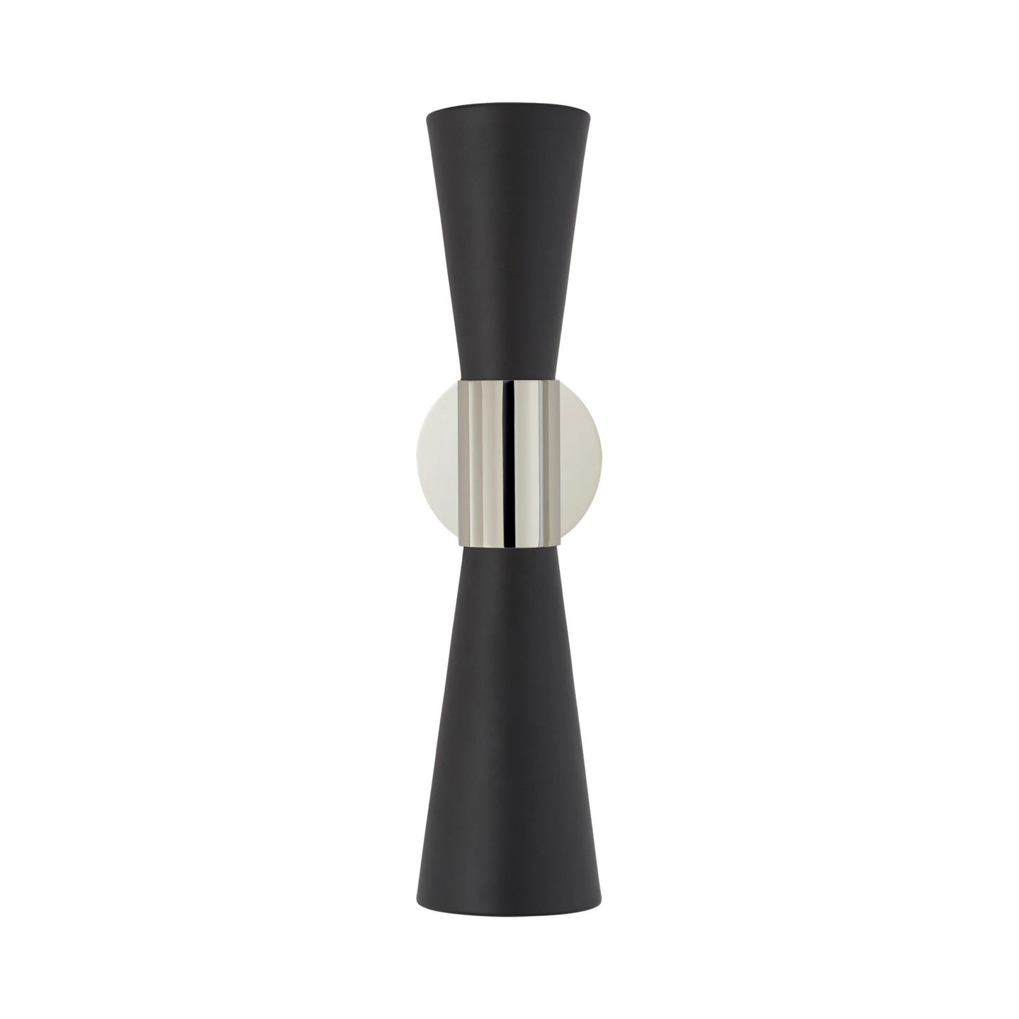 Clarkson Narrow Wall Light in Polished Nickel/Black.