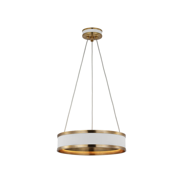 Connery Ring LED Chandelier in Matte White/Antique-Burnished Brass (14-Inch).