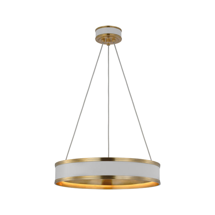 Connery Ring LED Chandelier in Matte White/Antique-Burnished Brass (18-Inch).