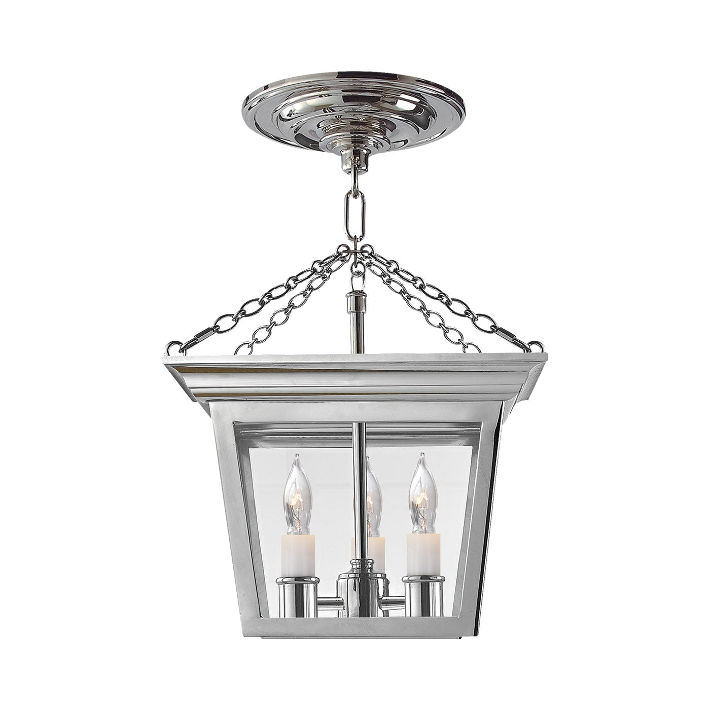 Cornice Semi Flush Mount Ceiling Light in Polished Nickel.