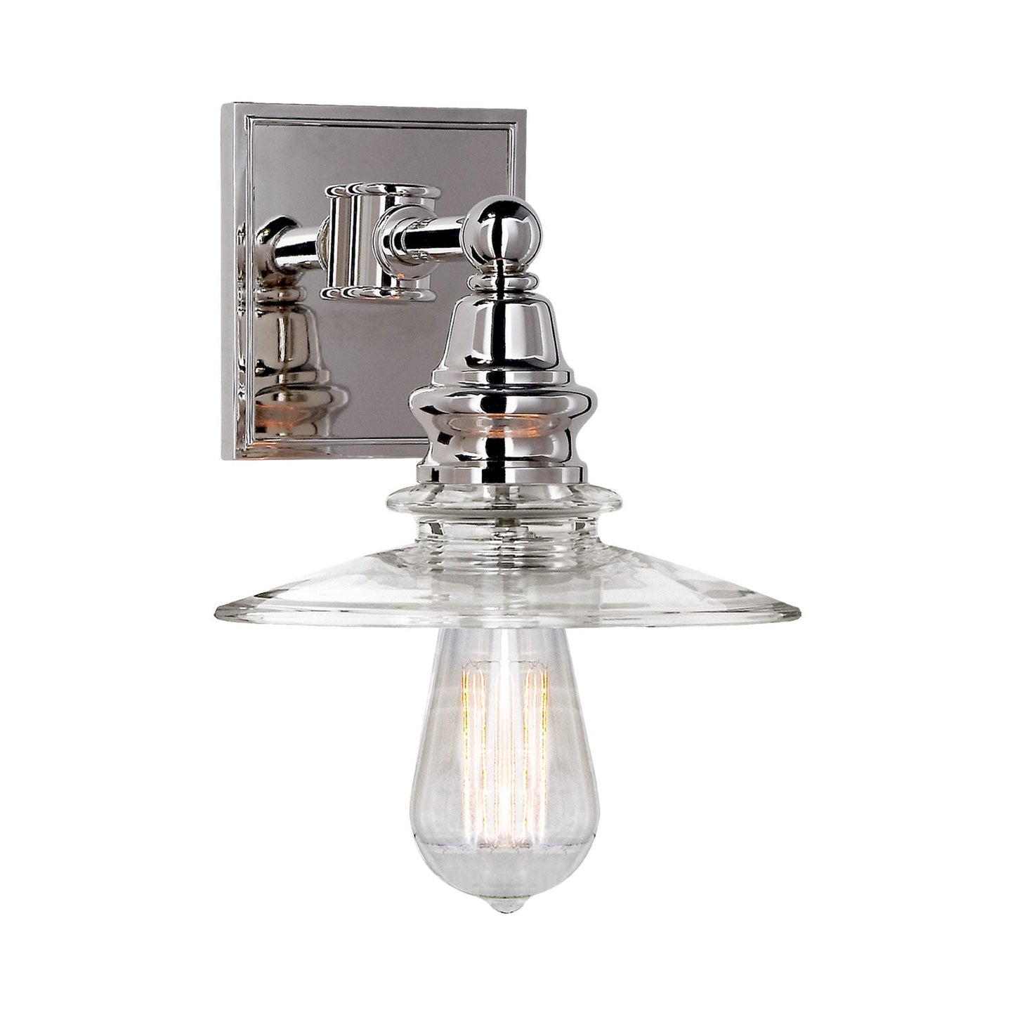 Covington Shield Wall Light in Polished Nickel.