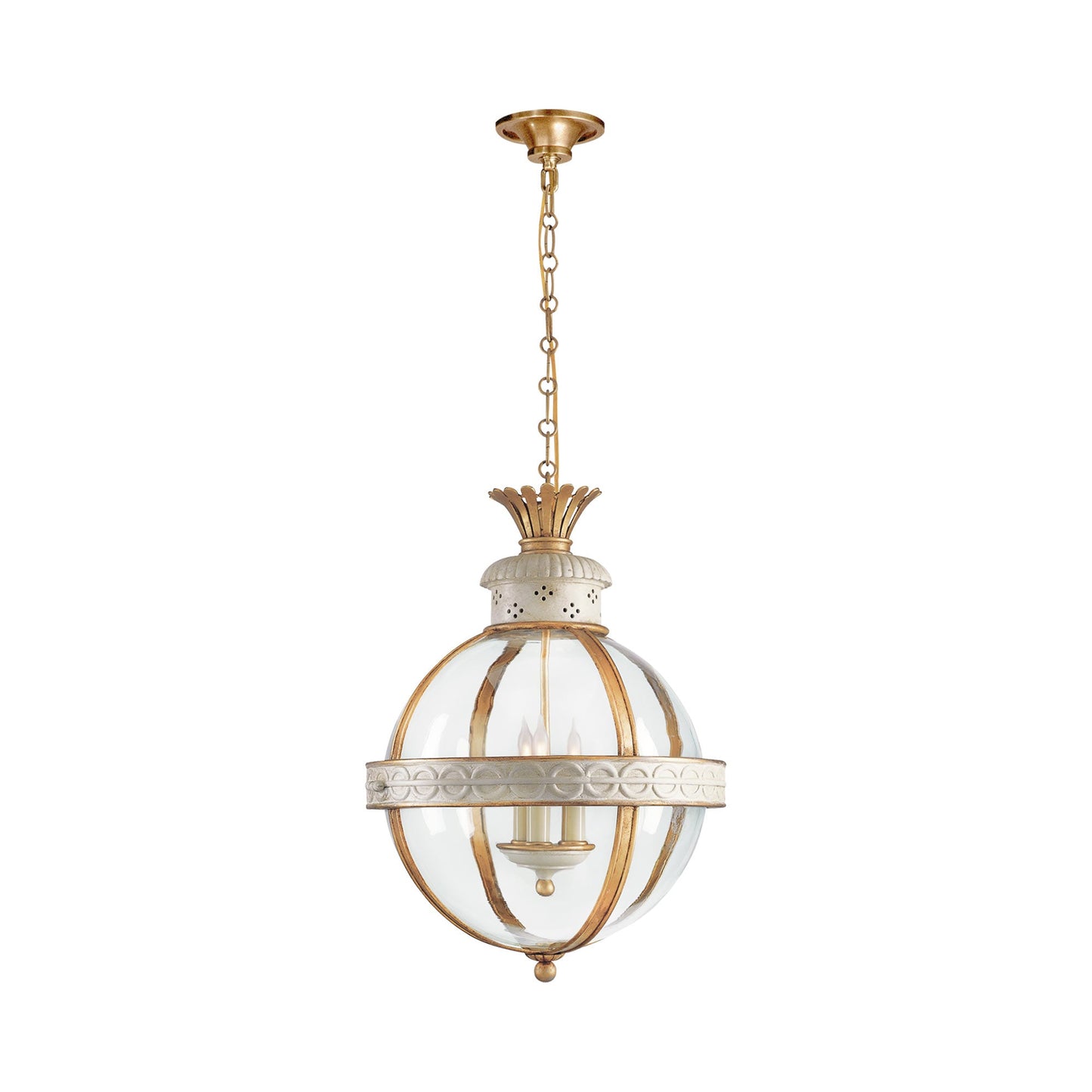 Crown Globe Pendant Light in Antique White.