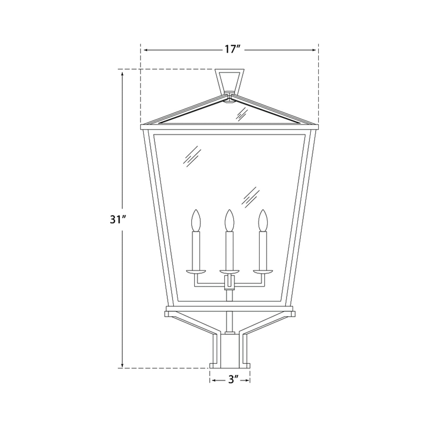 Darlana Outdoor Post Light - line drawing.