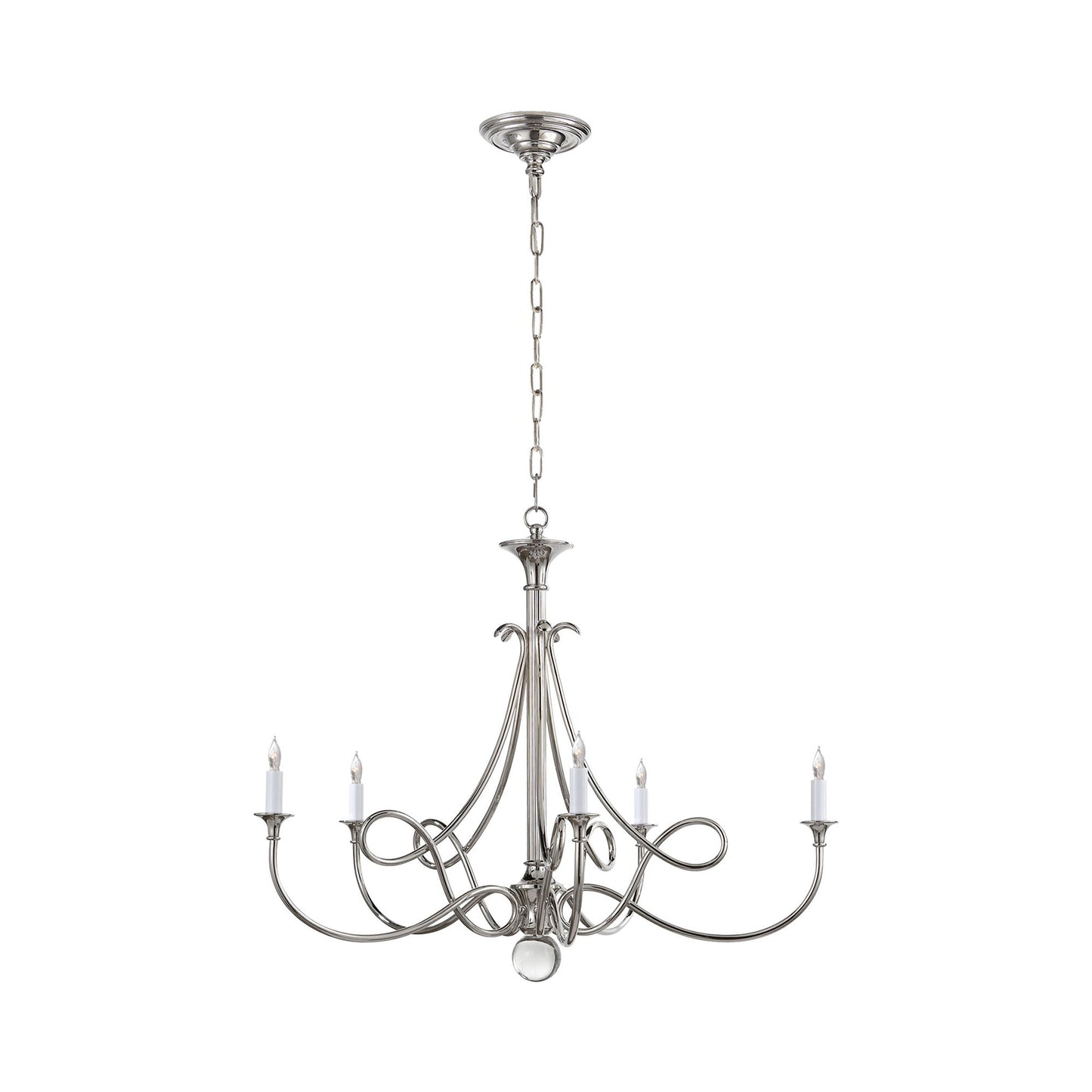 Double Twist Chandelier in Polished Nickel.