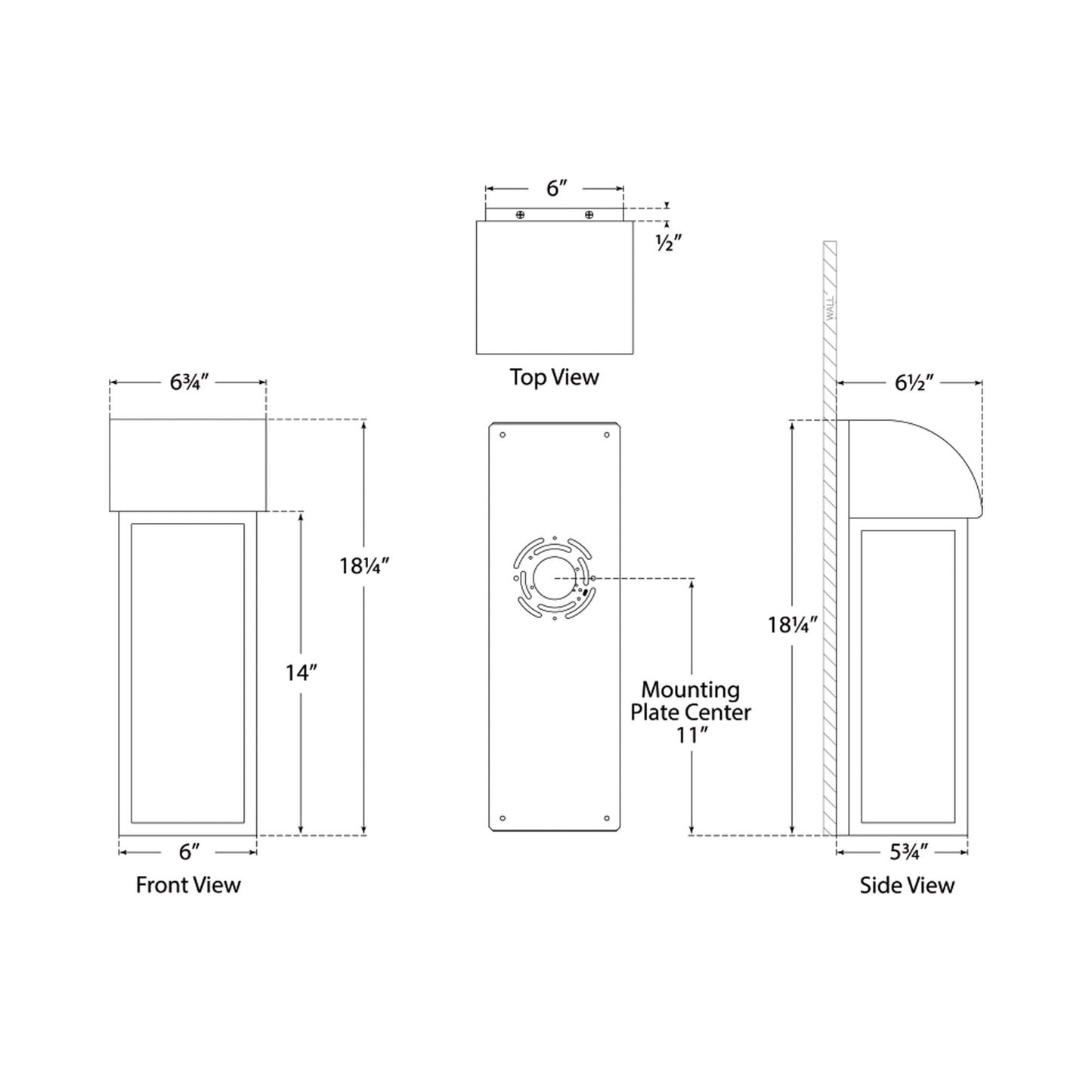 Edgemont Outdoor LED Wall Light - line drawing.