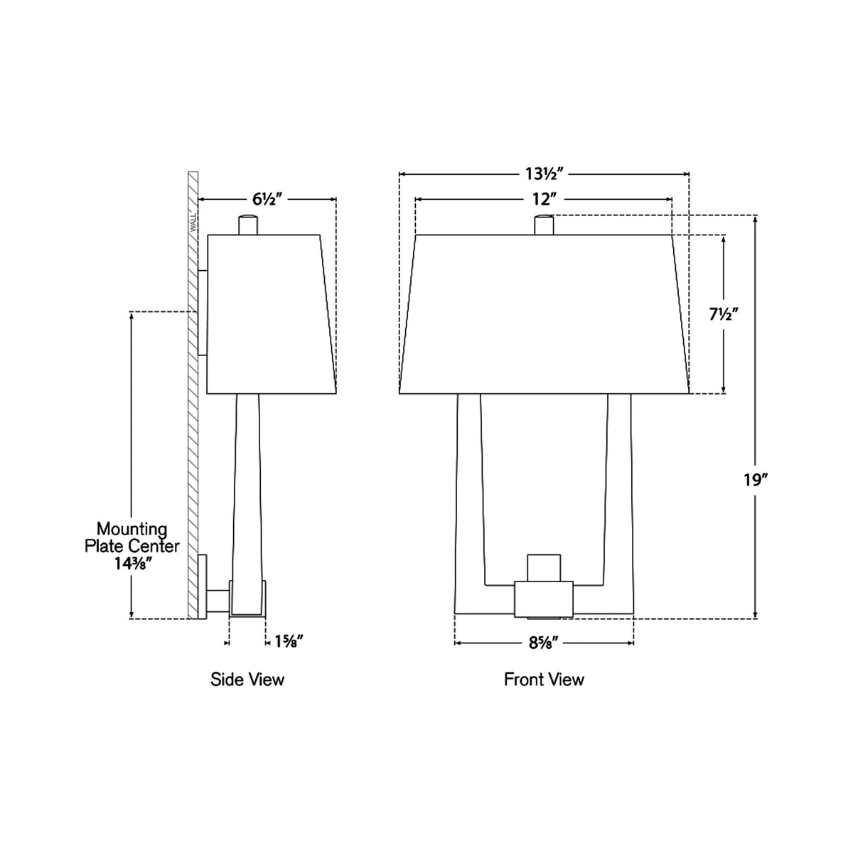 Edwin Double Wall Light - line drawing.