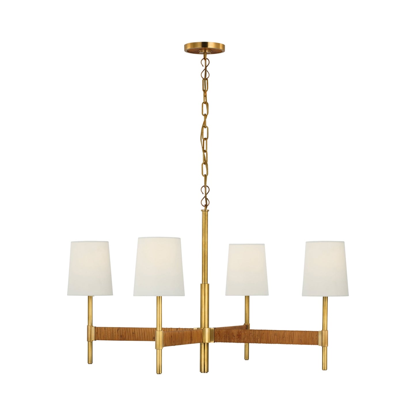 Elle LED Chandelier in Hand-Rubbed Antique Brass.