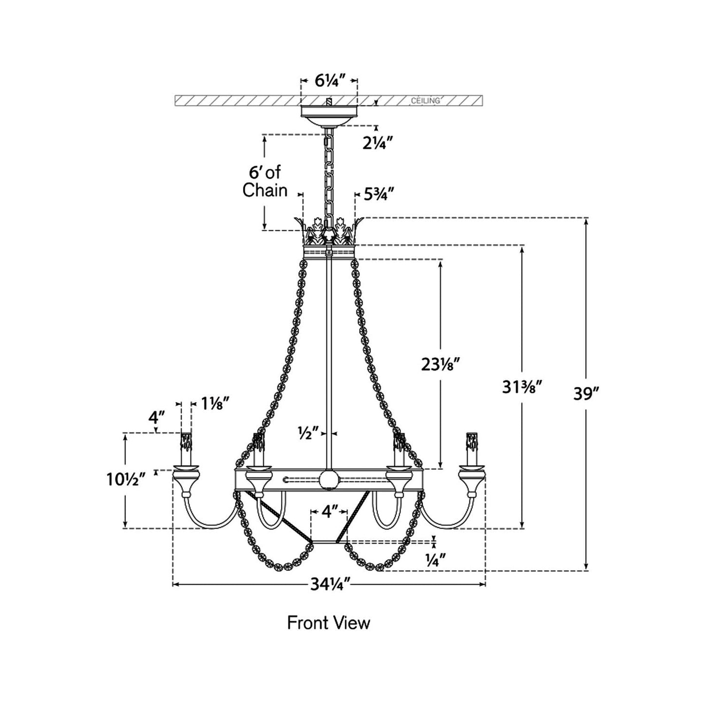 Entellina Chandelier - line drawing.