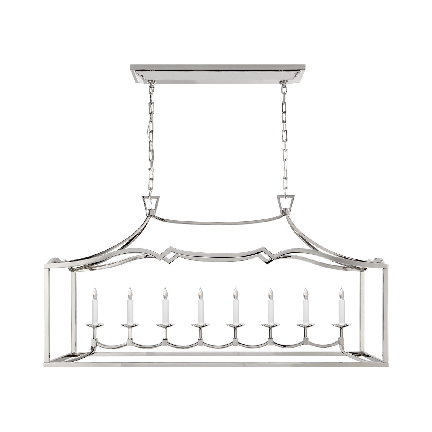 Fancy Darlana Linear Pendant Light in Polished Nickel.