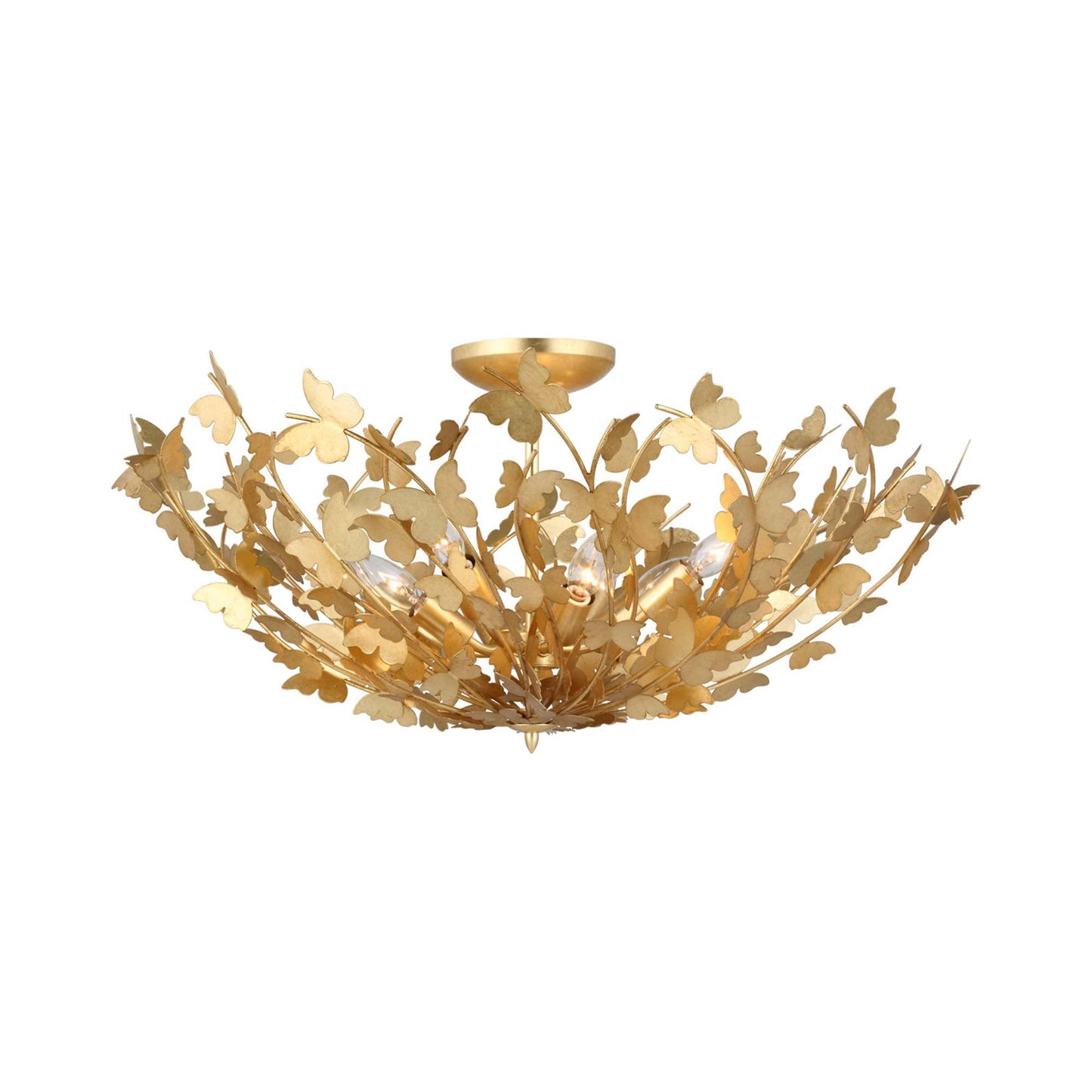 Farfalle LED Semi Flus Mount Ceiling Light in Gild.