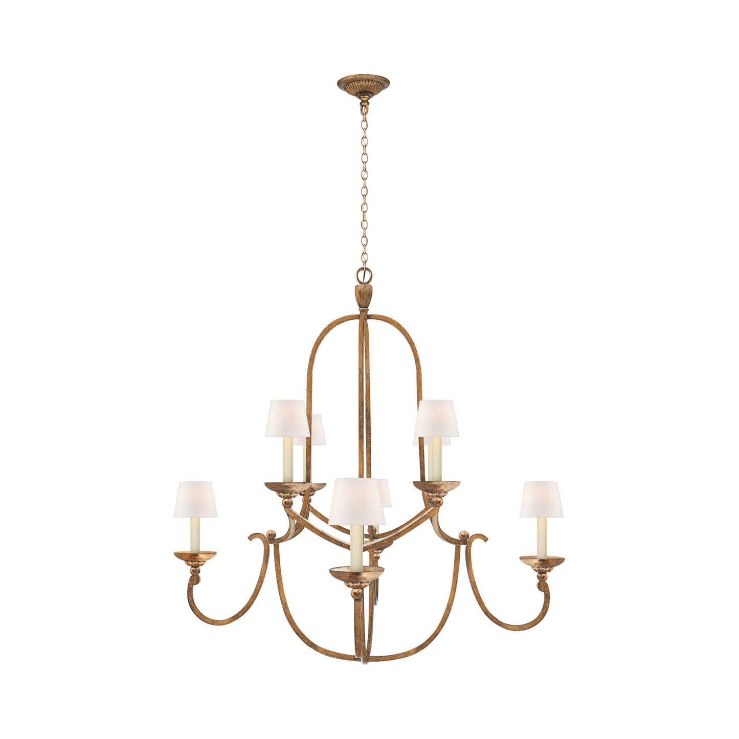 Flemish Chandelier in Giled Iron/Linen.
