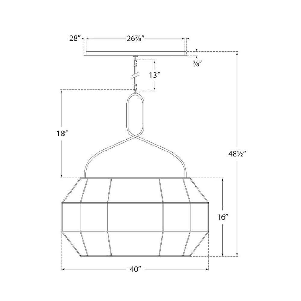 Forza Linear Pendant Light - line drawing.