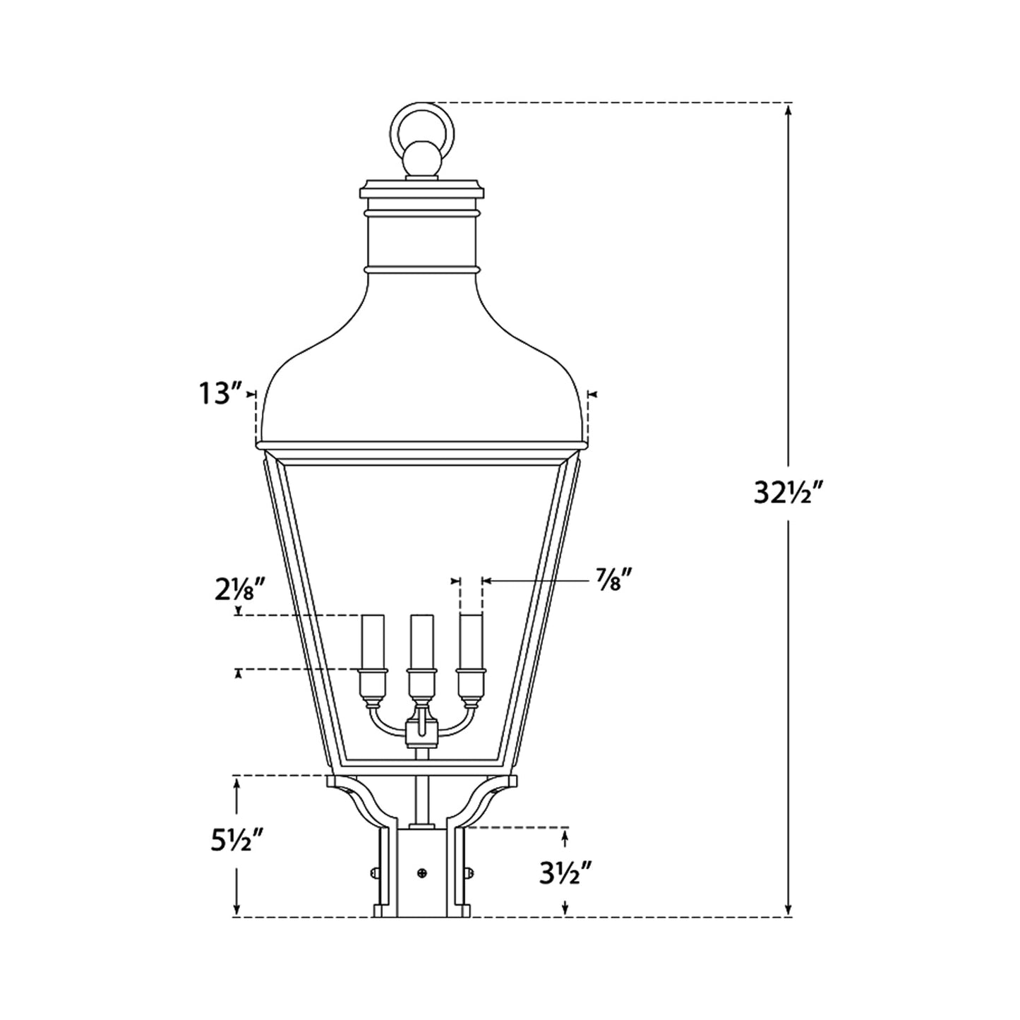 Fremont Outdoor Post Light - line drawing.