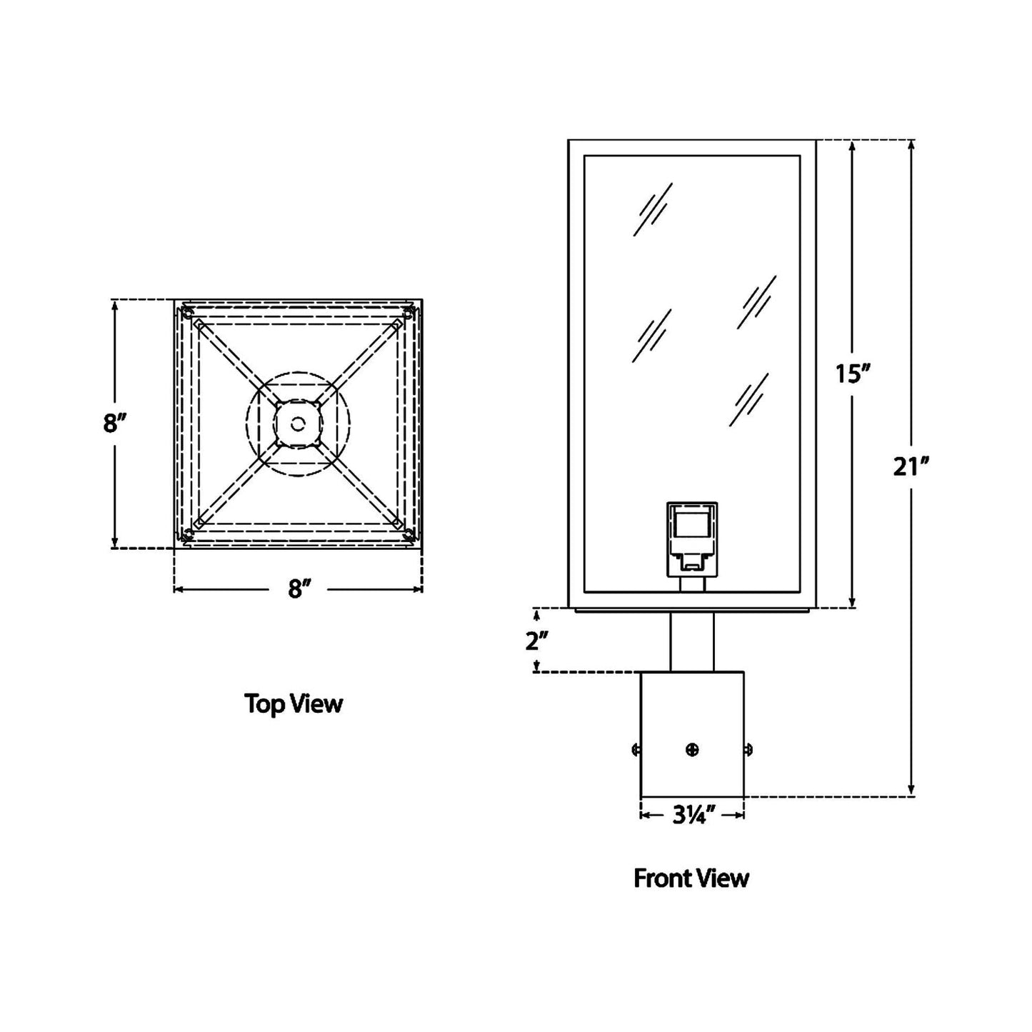 Fresno Outdoor Post Light - line drawing.