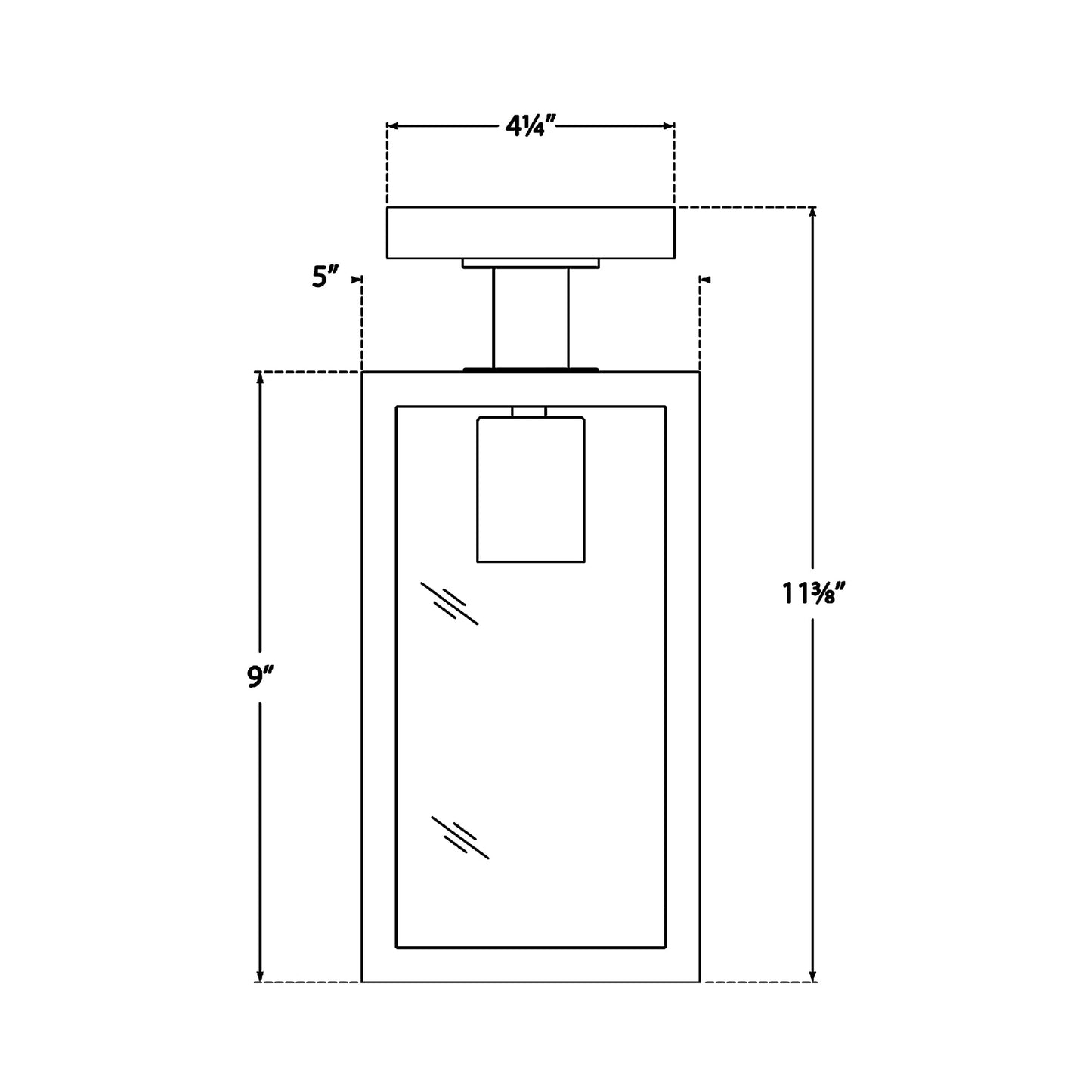 Fresno Semi Flush Mount Ceiling Light - line drawing.