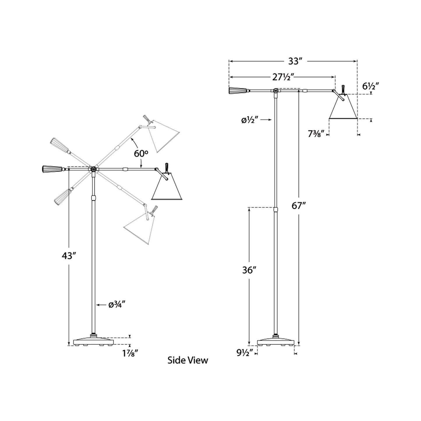 Goodman LED Floor Lamp - line drawing.