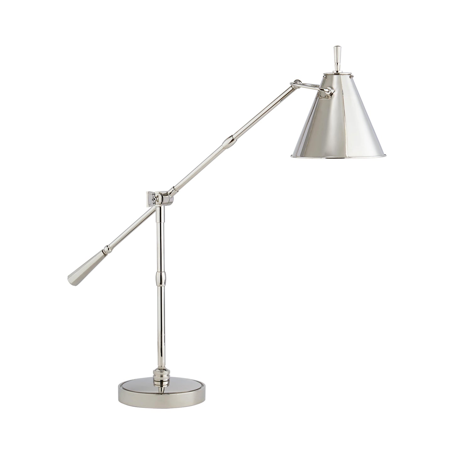 Goodman Table Lamp in Polished Nickel.