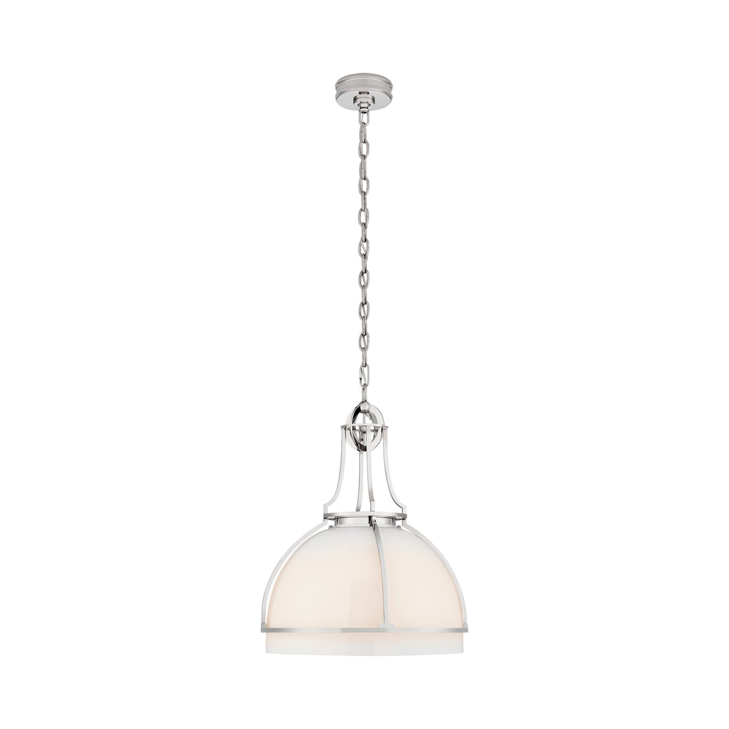Gracie Globe LED Pendant Light in Polished Nickel/White Glass (Large).
