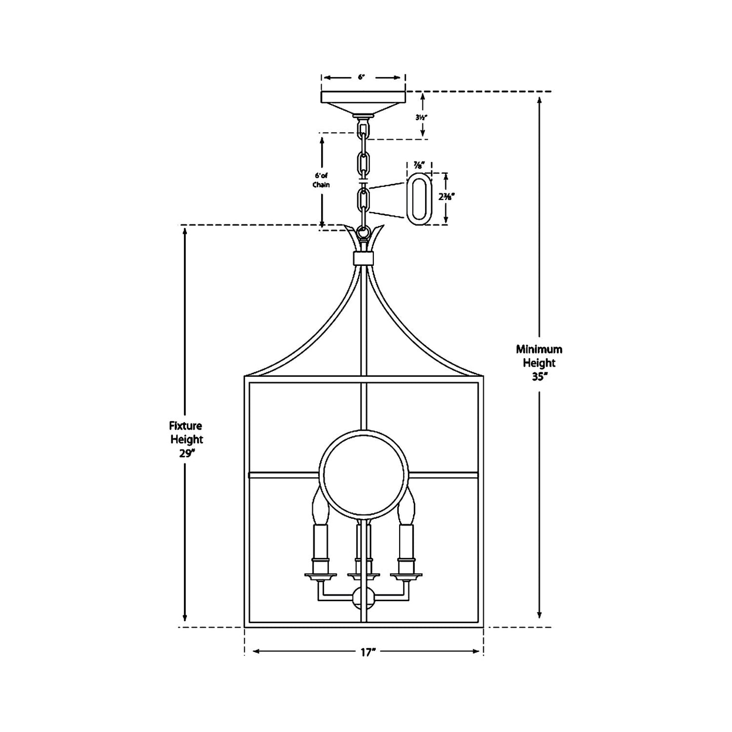 Gramercy Pendant Light - line drawing.