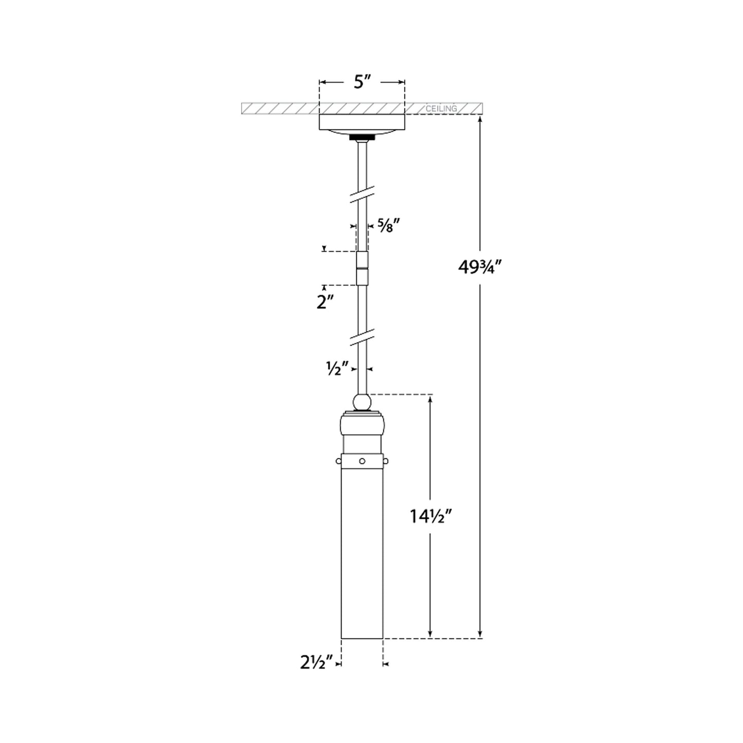 Graydon Pendant Light - line drawing.