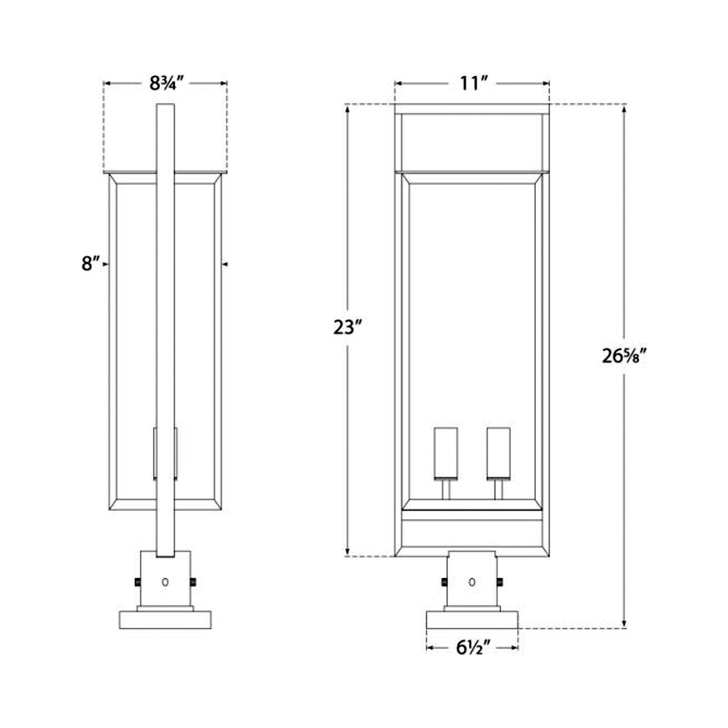 Halle Outdoor Post Light - line drawing.