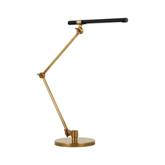 Heron LED Desk Lamp in Hand-Rubbed Antique Brass/Matte Black.