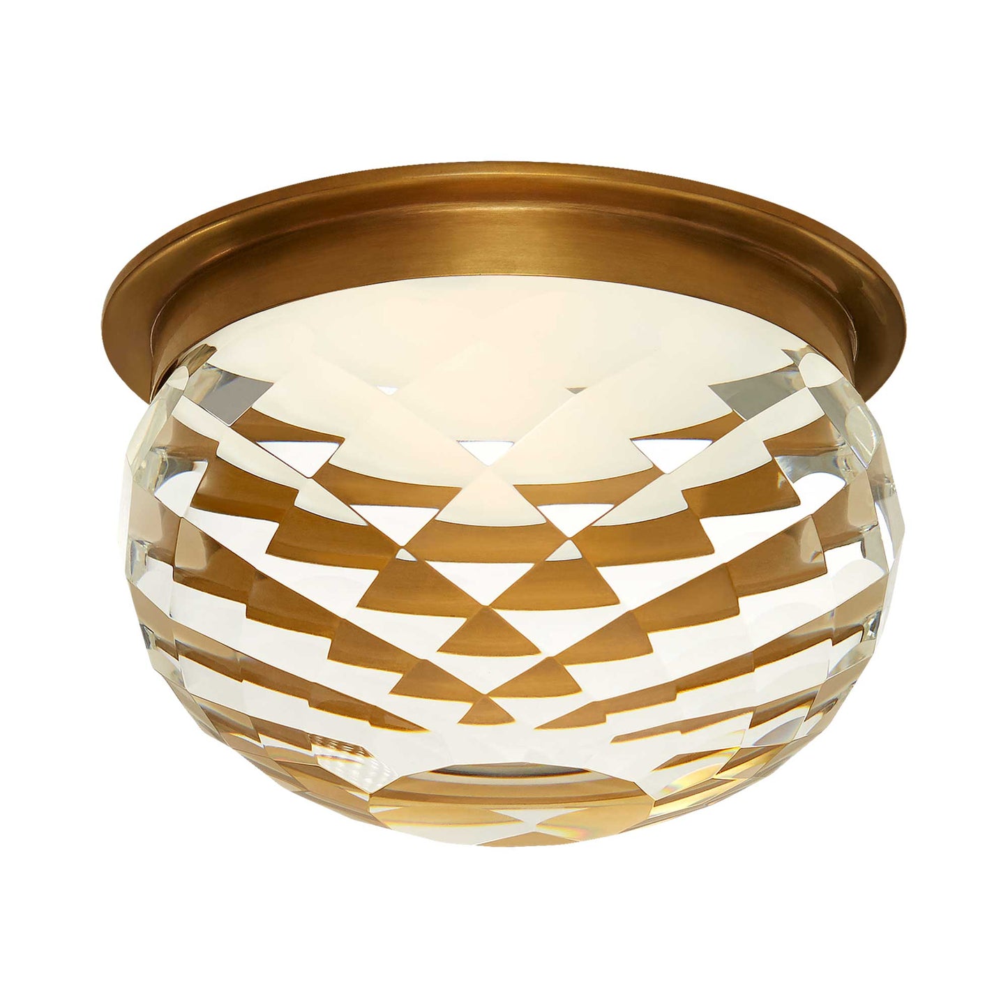 Hillam Solitaire LED Flushmount Ceiling Light in Hand-Rubbed Antique Brass.