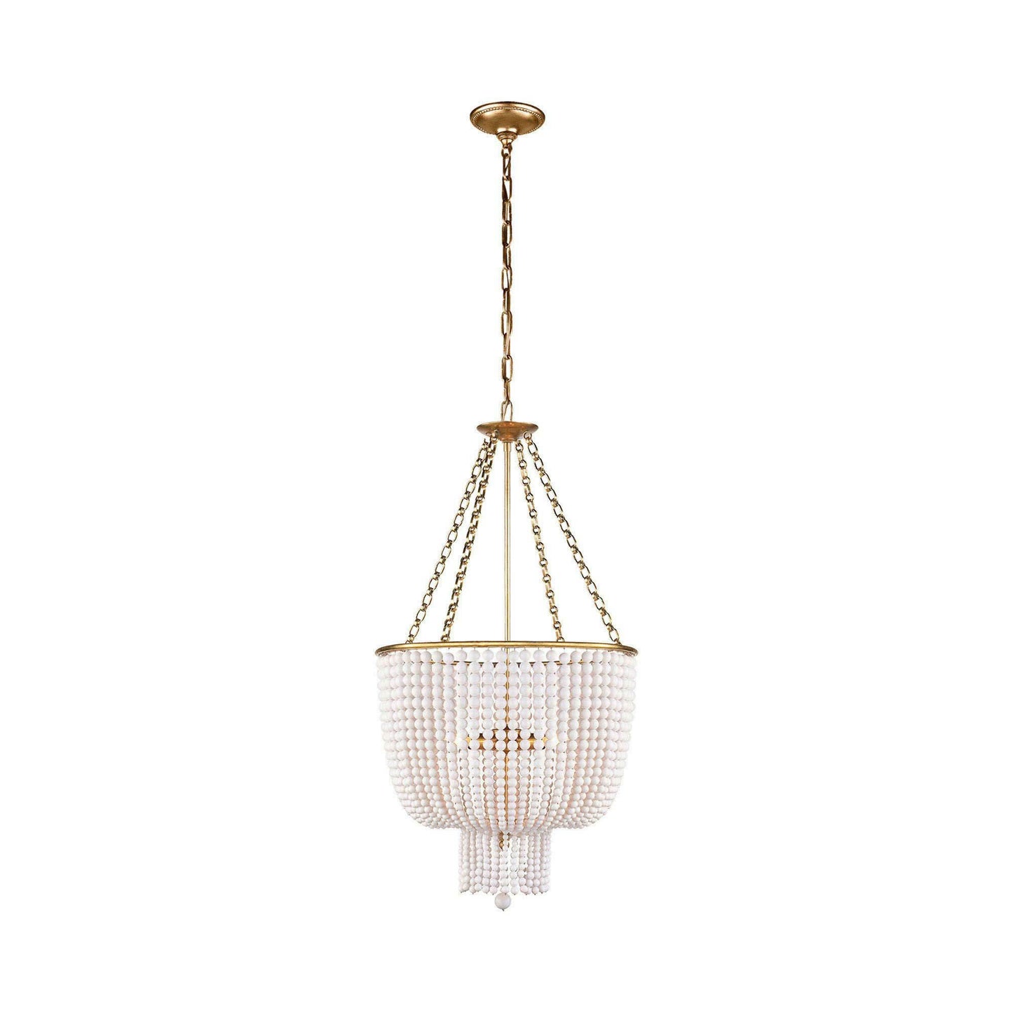 Jacqueline Chandelier in Hand-Rubbed Antique Brass/White Acrylic.