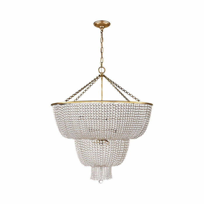 Jacqueline Two-Tier Chandelier in Hand-Rubbed Antique Brass/Clear Glass.