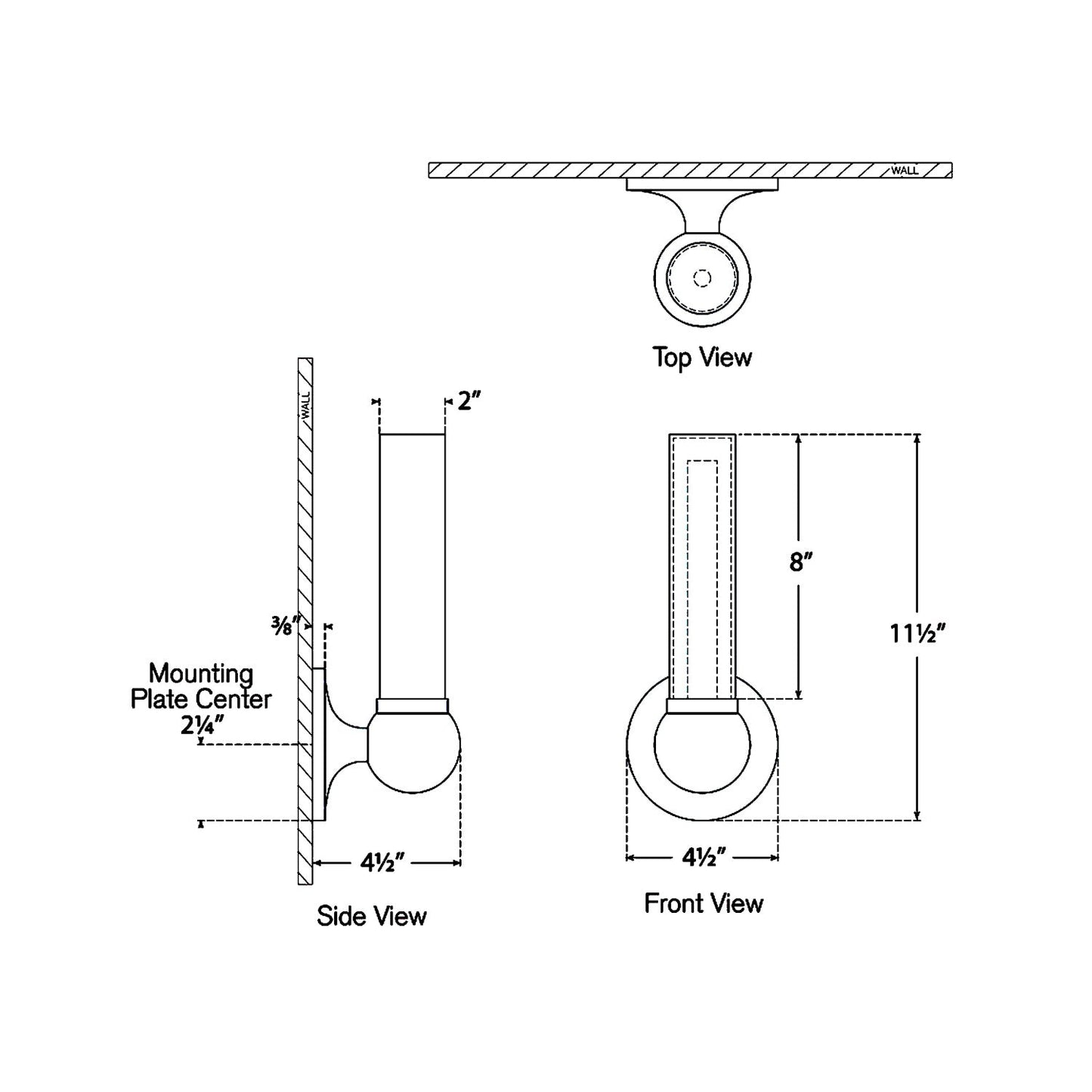 Jeffery LED Bath Wall Light - line drawing.