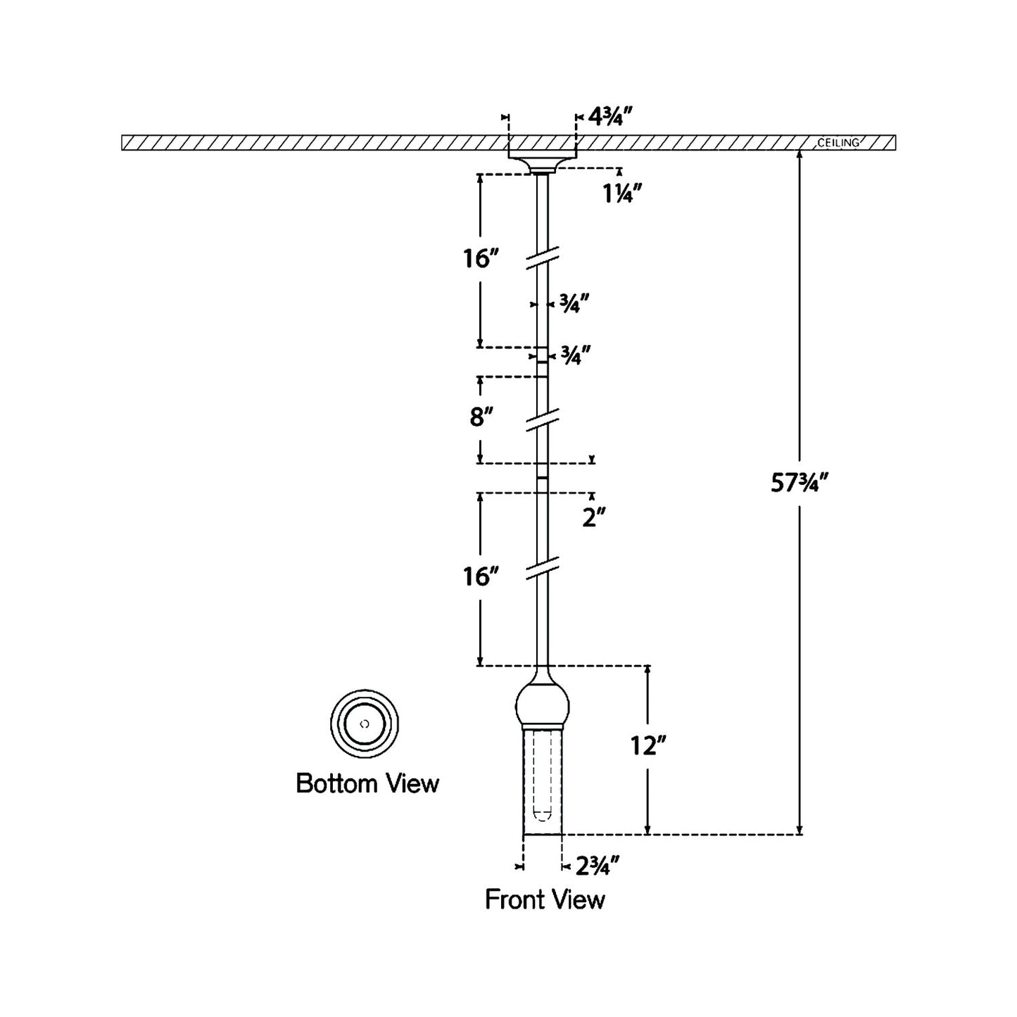 Jeffery LED Pendant Light - line drawing.