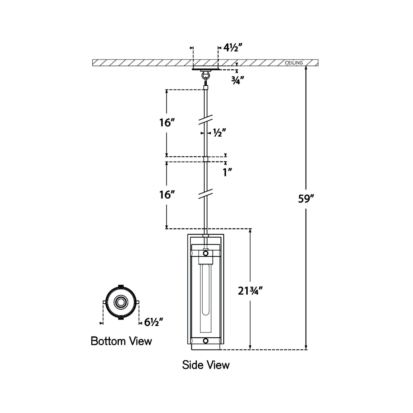 Kears Outdoor LED Pendant Light - line drawing.