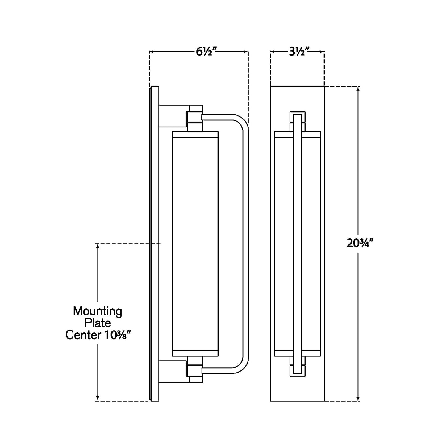 Keeley Pivoting Wall Light - line drawing.