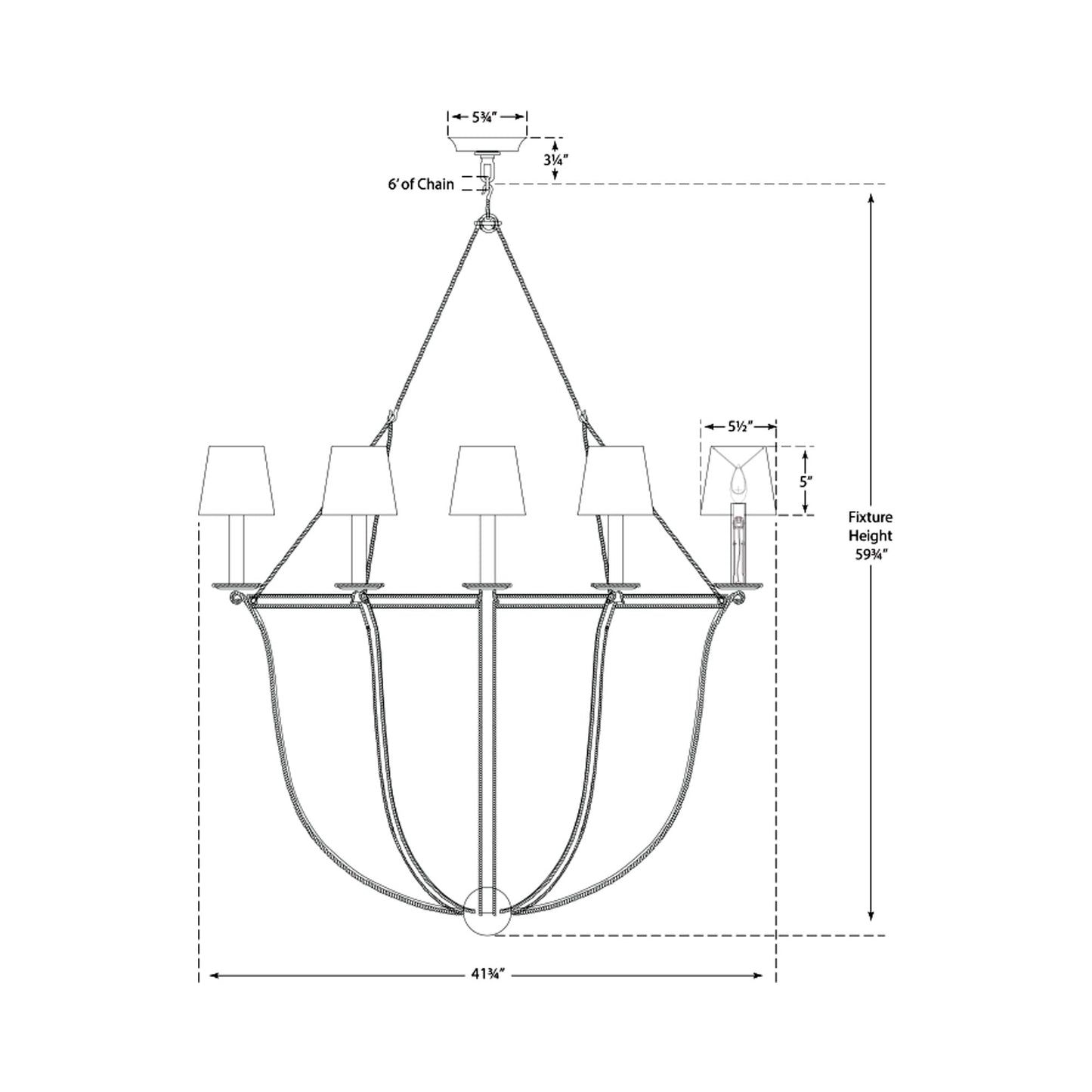 Lancaster Chandelier - line drawing.