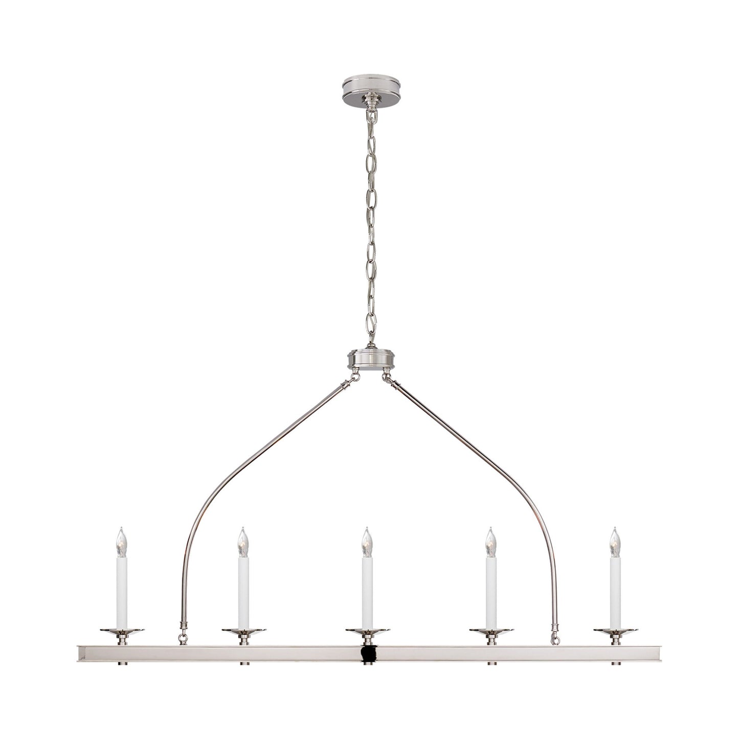 Launceton Linear Pendant Light in Polished Nickel.