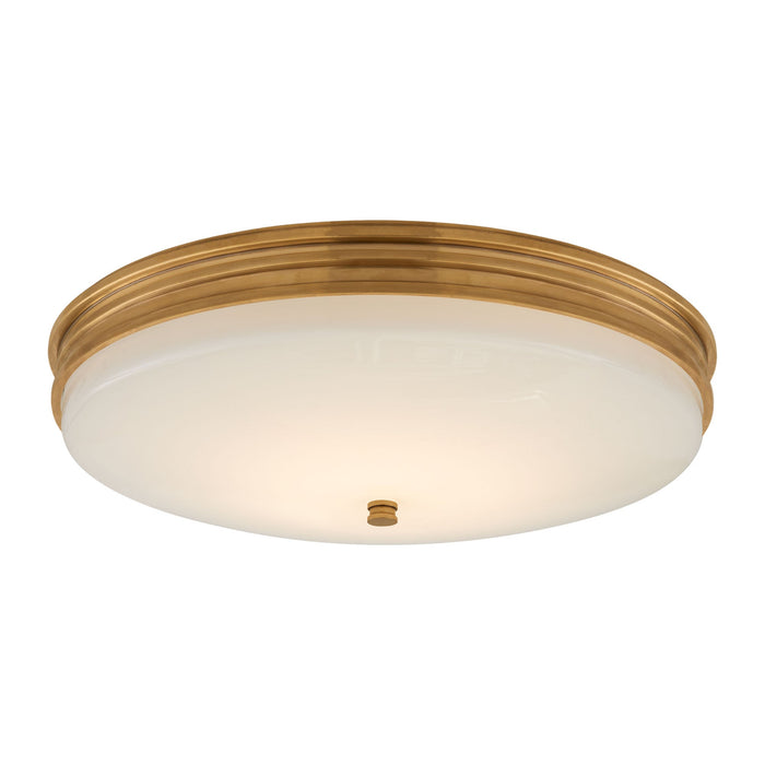 Launceton Round LED Flush Mount Ceiling Light in Antique-Burnished Brass (Medium).