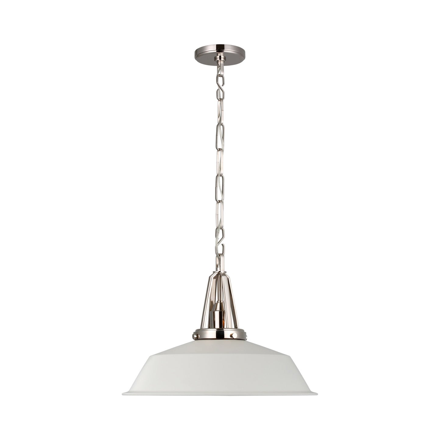 Layton LED Pendant Light in Polished Nickel/Matte White (Large).