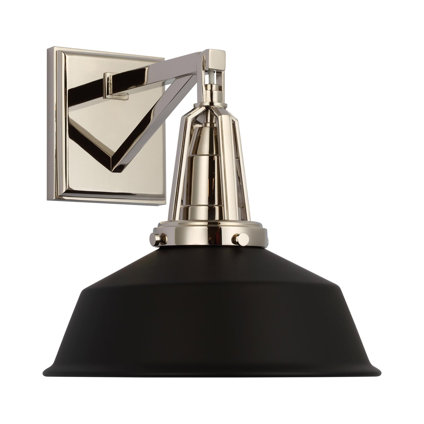 Layton LED Wall Light in Polished Nickel/Matte Black.