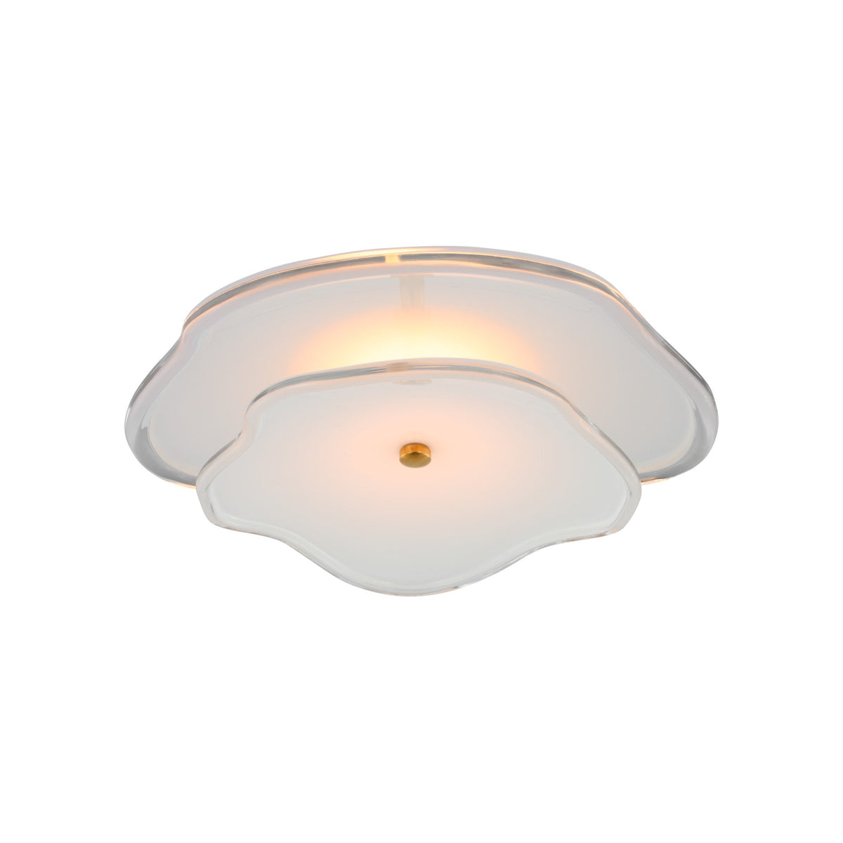 Leighton Layered LED Flush Mount Ceiling Light in Soft Brass/Cream (Large).
