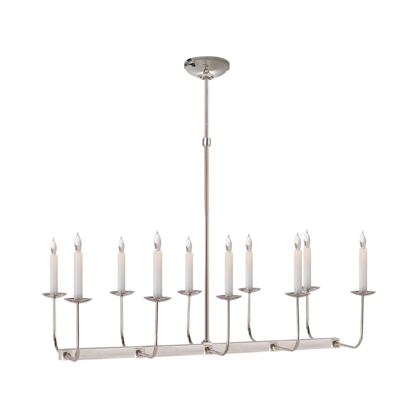 Linear Branched Chandelier in Polished Nickel/Without Shade.