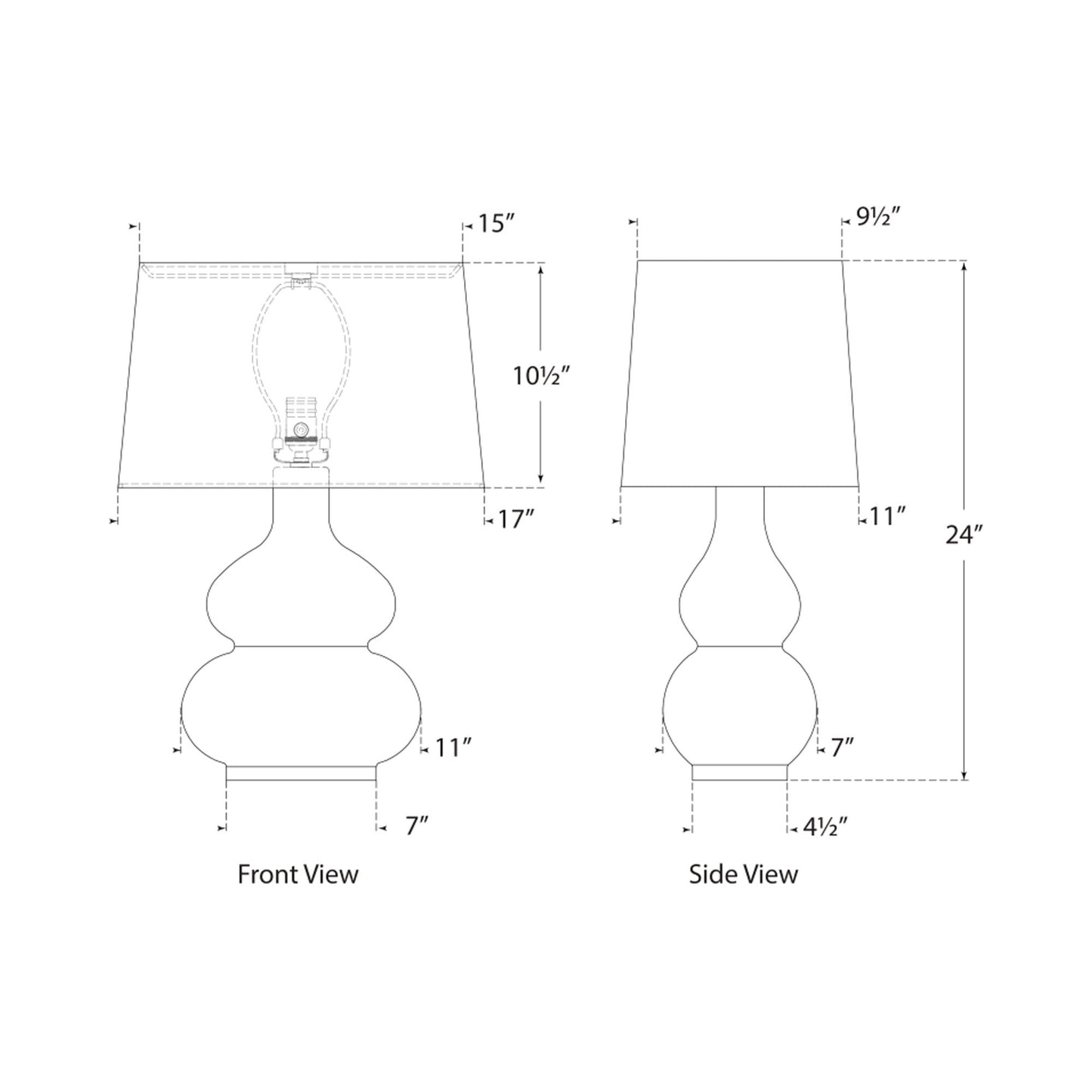 Lismore LED Table Lamp - line drawing.