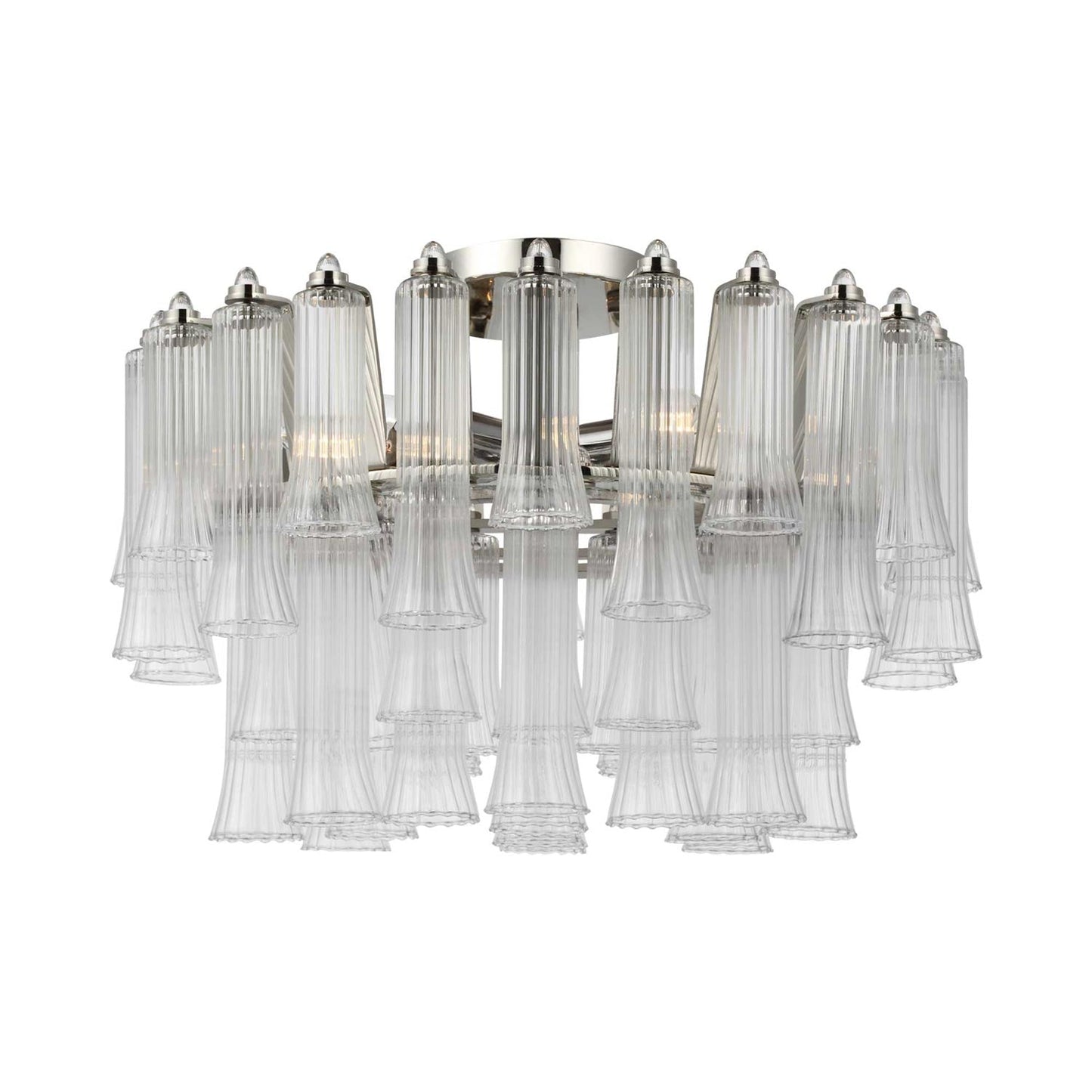 Lorelei LED Semi Flush Mount Ceiling Light in Polished Nickel.