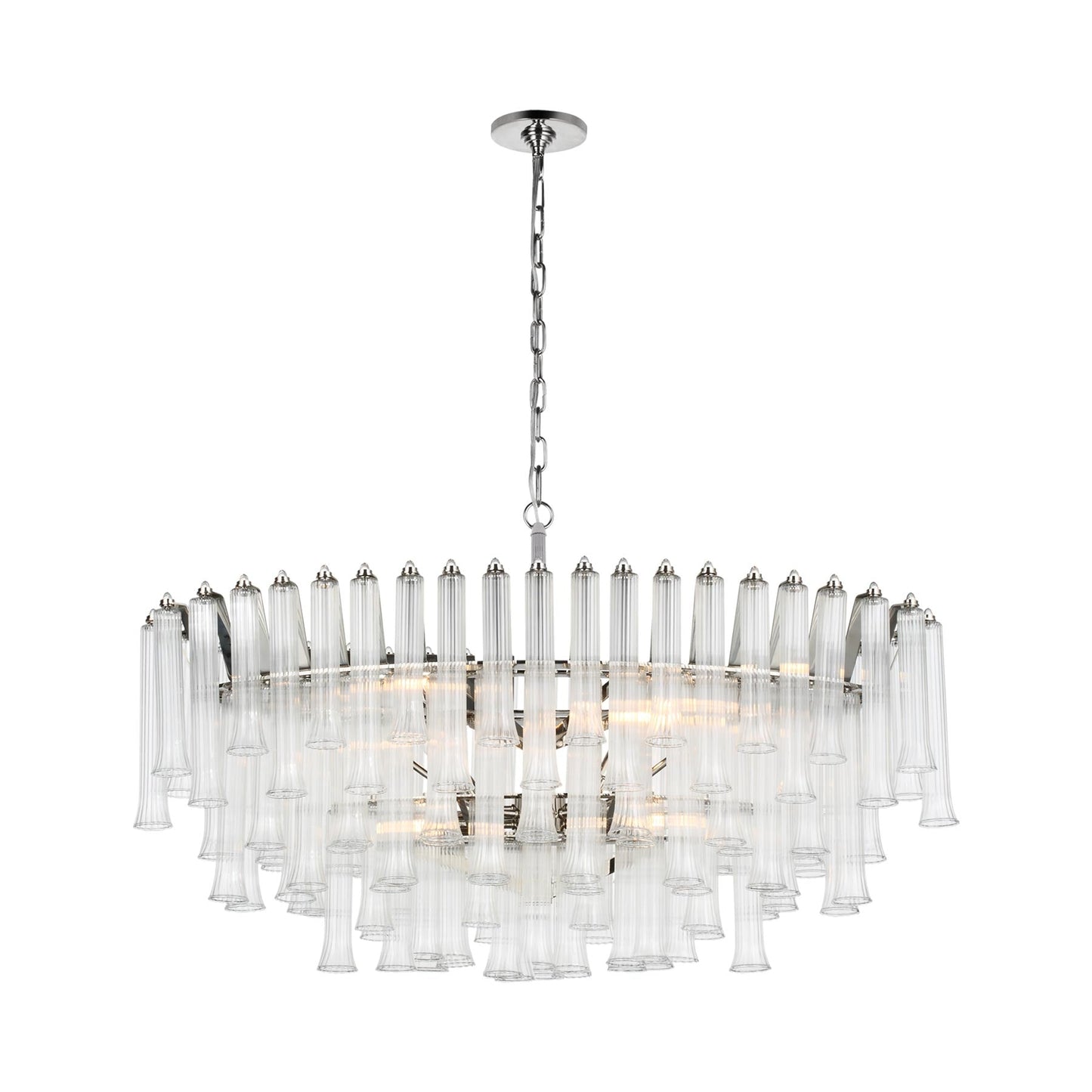 Lorelei Oval LED Chandelier in Polished Nickel.