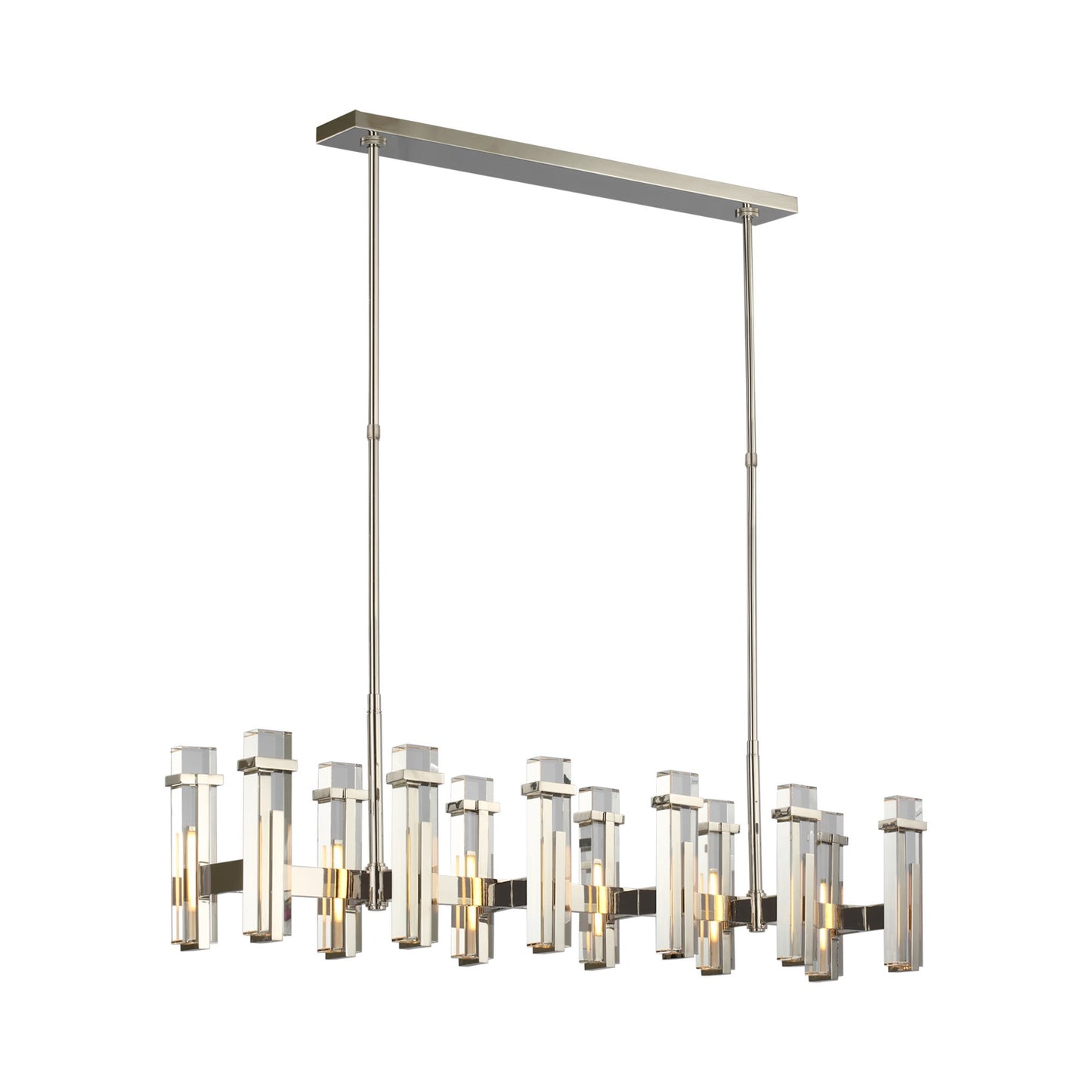 Malik Led Linear Chandelier in Polished Nickel (Crystal).