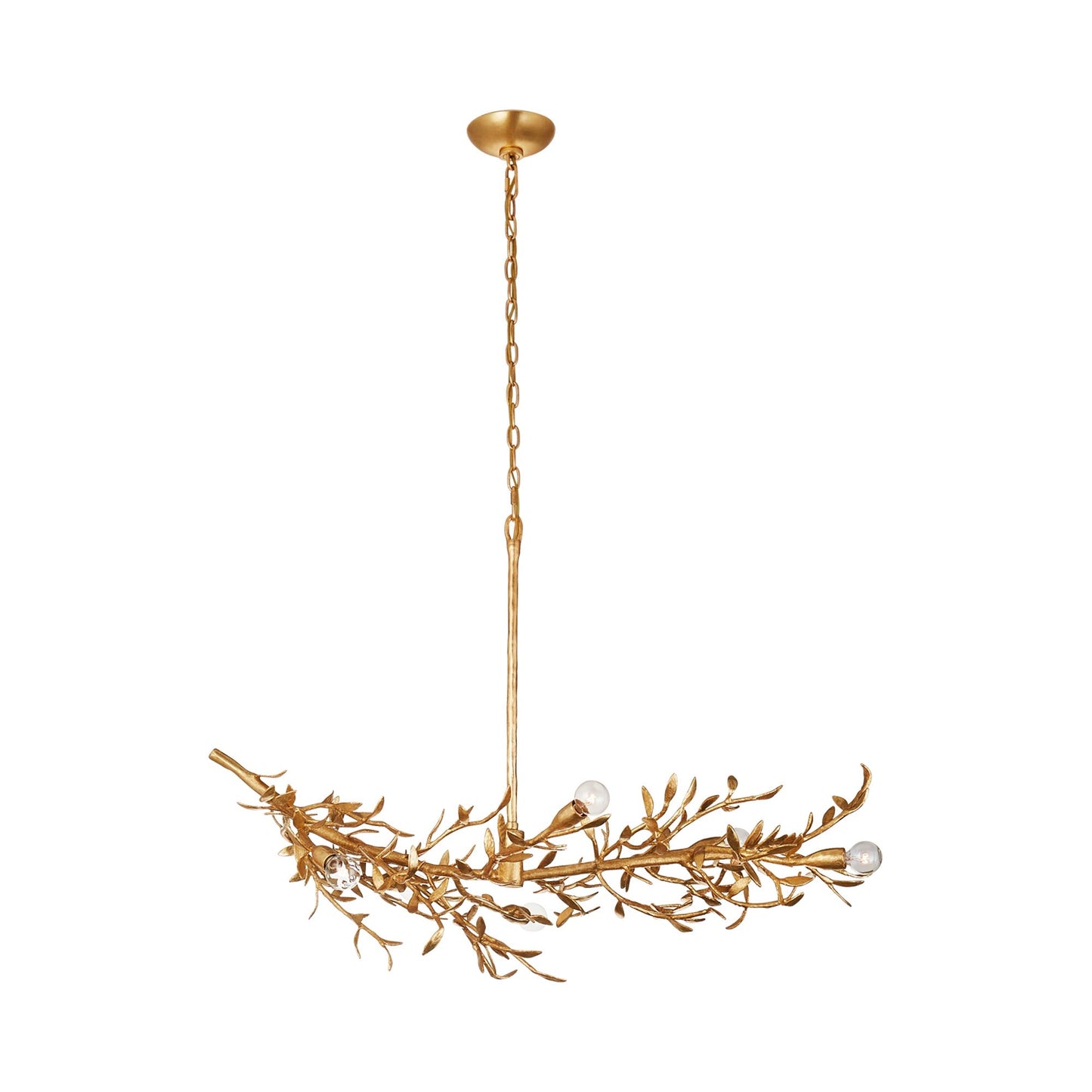 Mandeville Linear Chandelier in Antique Gold Leaf.