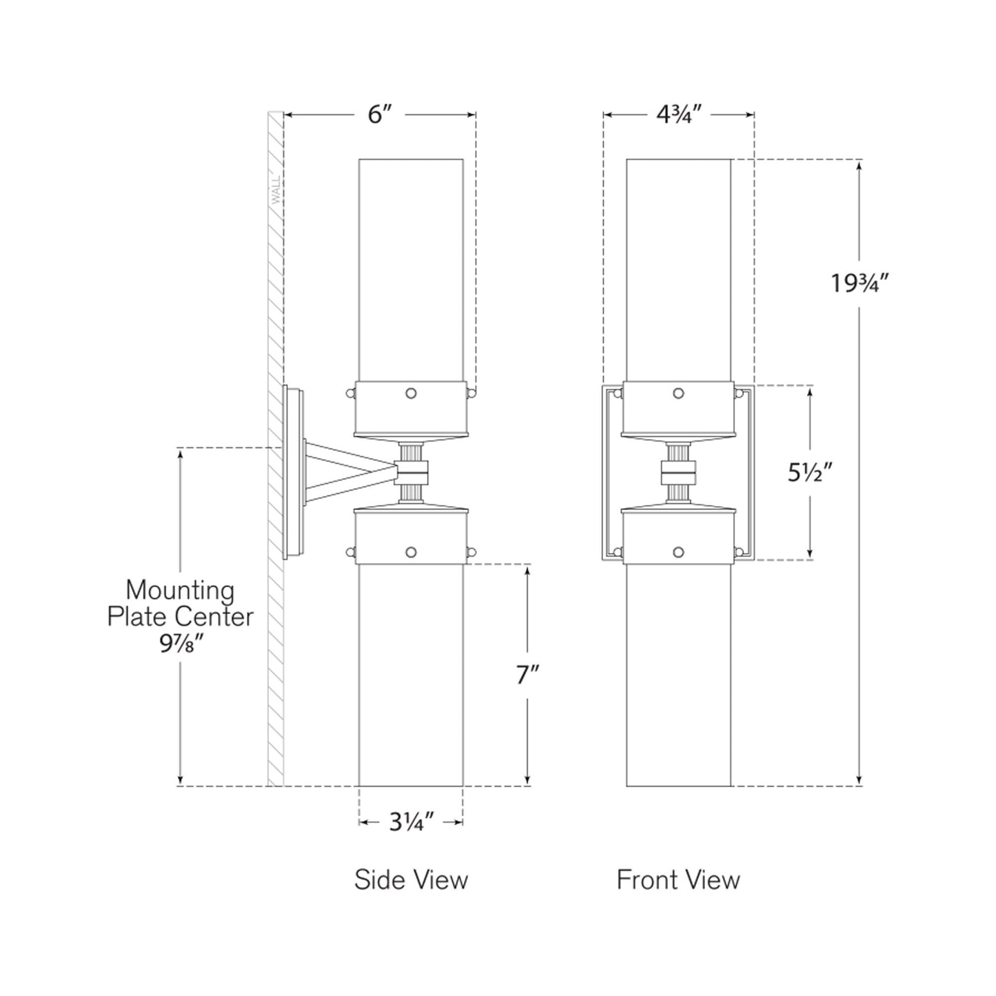 Marais Bath Wall Light - line drawing.