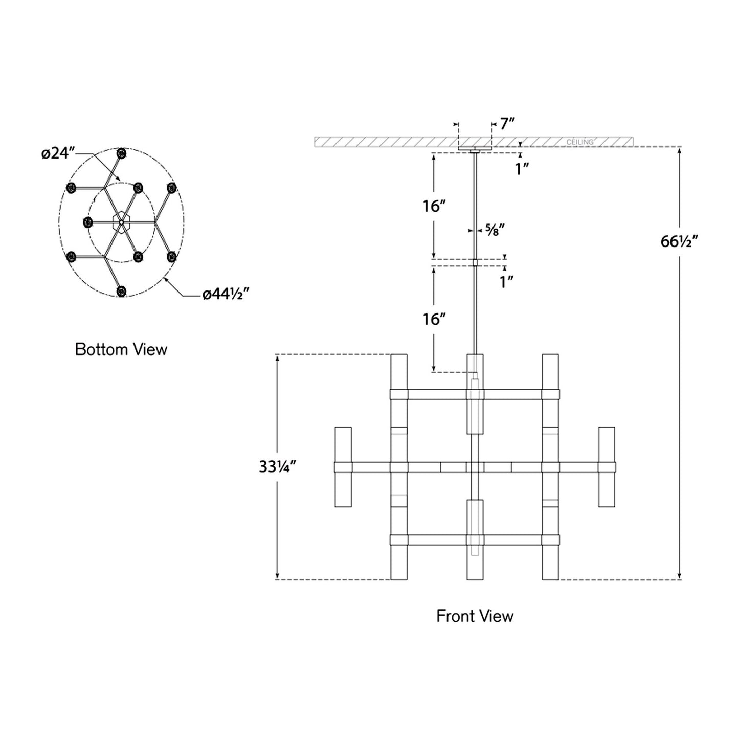 Margita Chandelier - line drawing.