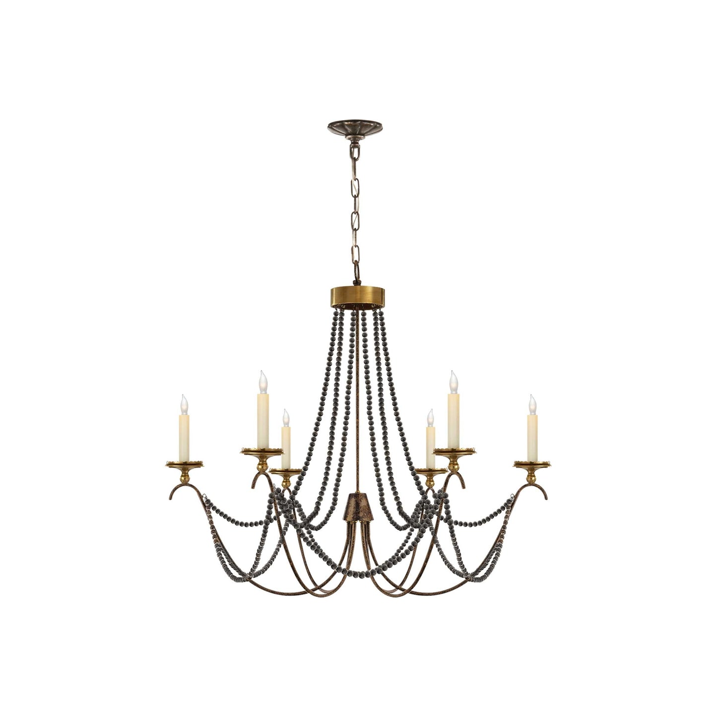 Marigot Chandelier in Hand Painted Rust Finish (Medium).