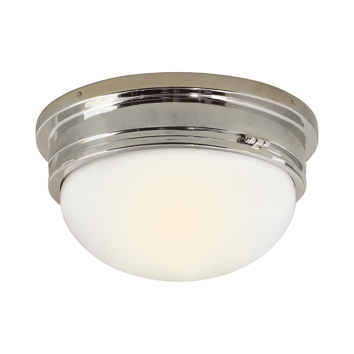 Marine Round Flush Mount Ceiling Light in Polished Nickel (Large).